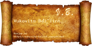 Vukovits Bálint névjegykártya
